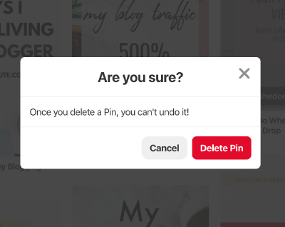 Delete Pin Confirmation